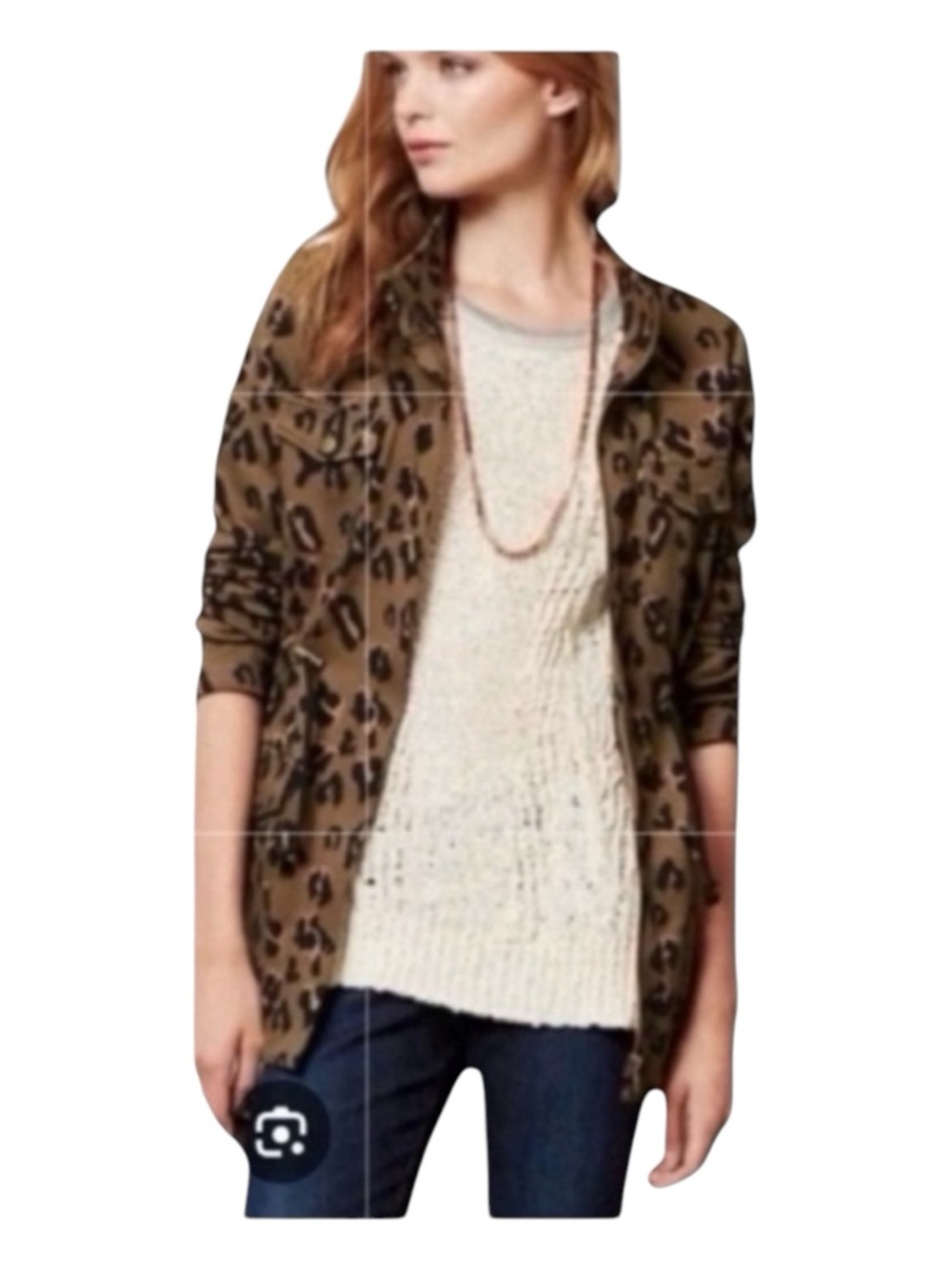 TABITHA By Anthropologie Leopard Print Cinch Waist Jacket, Size S.